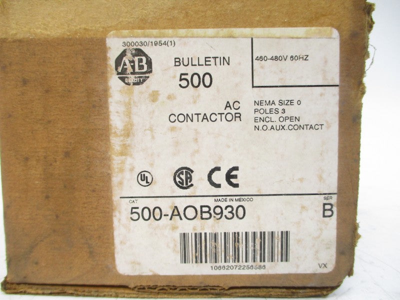 ALLEN BRADLEY 500-AOB930 SER. B 460-480V 18A (BR/WH) NSMP