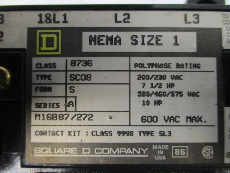 SQUARE D 8736SCO8V02S SER. A 110/120V NSNP