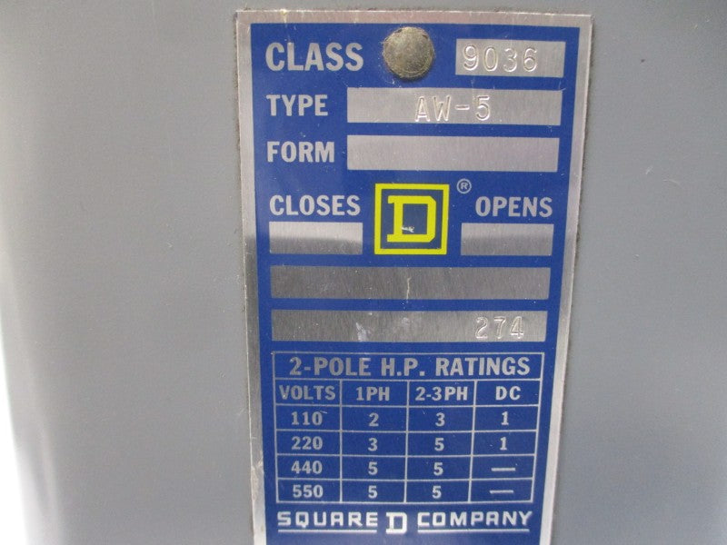 SQUARE D 9036AW-5 550VDC NSNP