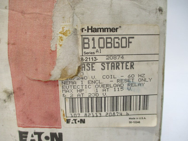 CUTLER HAMMER B10BG0F SER. A1 220/240V 18A NSMP