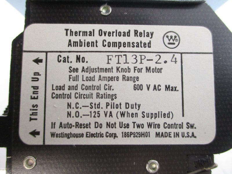 WESTINGHOUSE FT13P-2.4 5000D17G01 600VAC 1.6-2.4A NSMP
