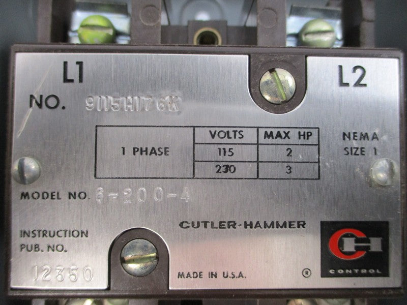 CUTLER HAMMER 9115H176K 6-200-4 115/230V NSMP