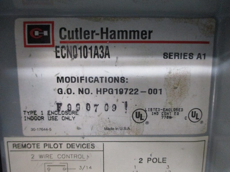 CUTLER HAMMER ECN0101A3A SER. A1 600V 18A (AS PICTURED) NSNP