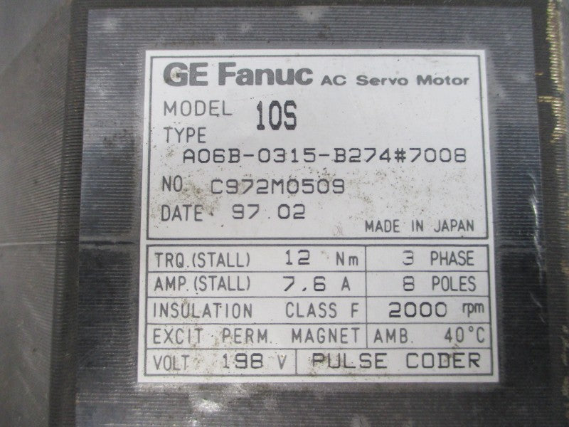 GE FANUC A06B-0315-B274#7008 198VAC 7.6A NSNP