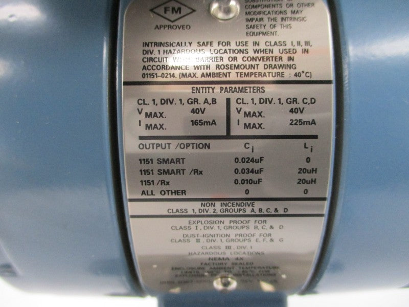 ROSEMOUNT 1151GP5S2DL4K2K5T1204 45VDC 750"H2O NSMP