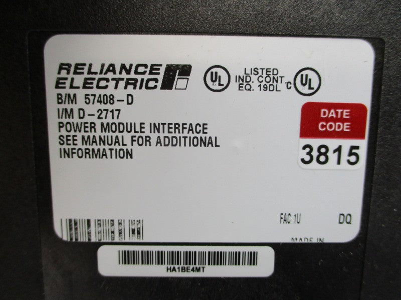 RELIANCE ELECTRIC RO57408 57408-D REMAN
