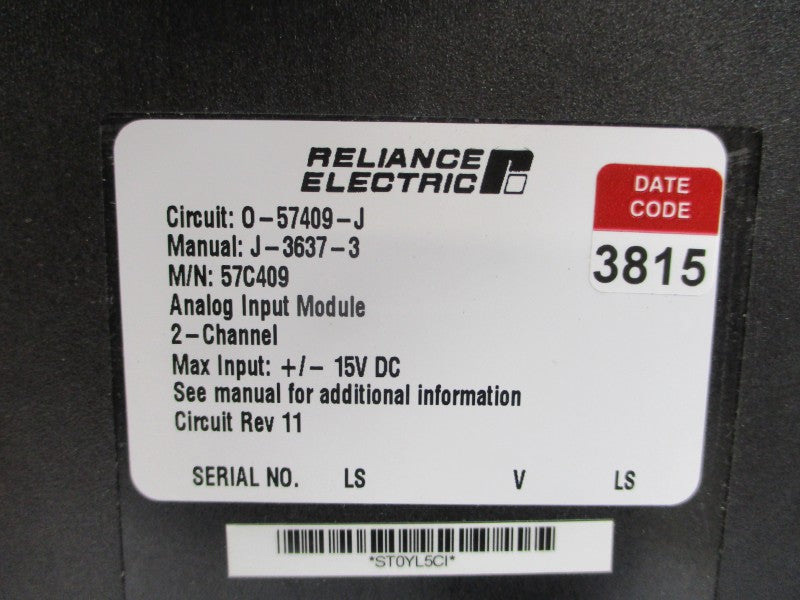 RELIANCE ELECTRIC R57C409 O-57409-J 15VDC REV. 11 REMAN