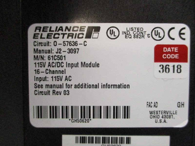 RELIANCE ELECTRIC 61C501 O-57636-C 115VAC/DC REV. 03 UNMP