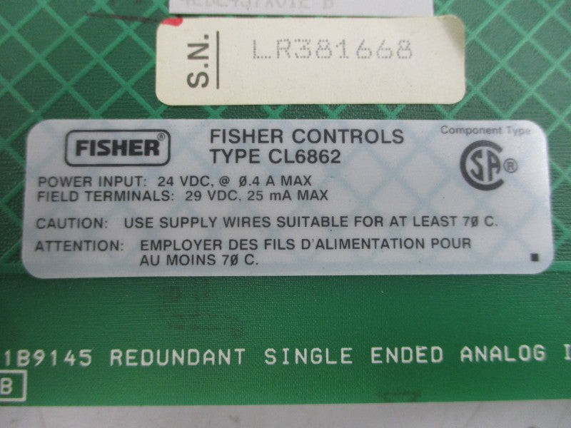 FISHER CONTROLS CL6862X1-A2 42B2457X012 24VDC 0.4A REV. B NUPI