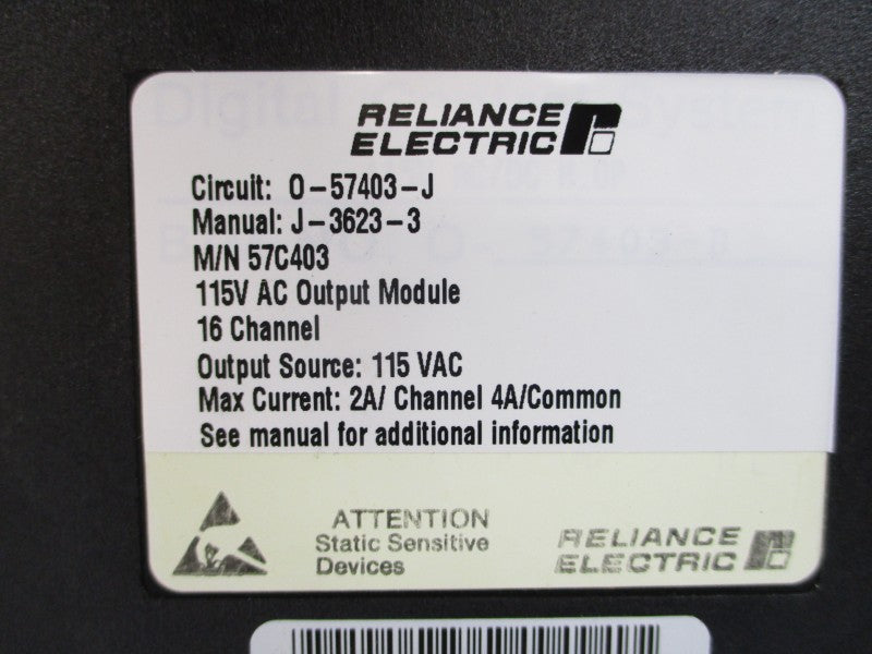 RELIANCE ELECTRIC 57C403 O-57403-J 115VAC 2/4A UNMP