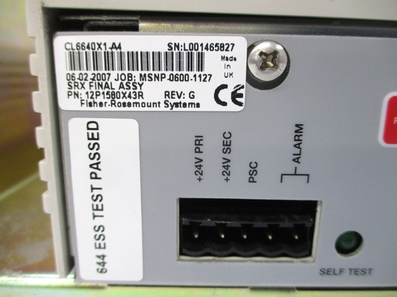 FISHER ROSEMOUNT CL6640X1-A4 12P1580X43R 21-29VDC 1.6A REV. G UNMP