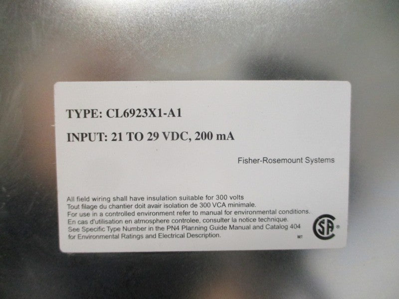FISHER ROSEMOUNT CL6923X1-A1 12P0456X042 21-29VDC REV. H NSNP