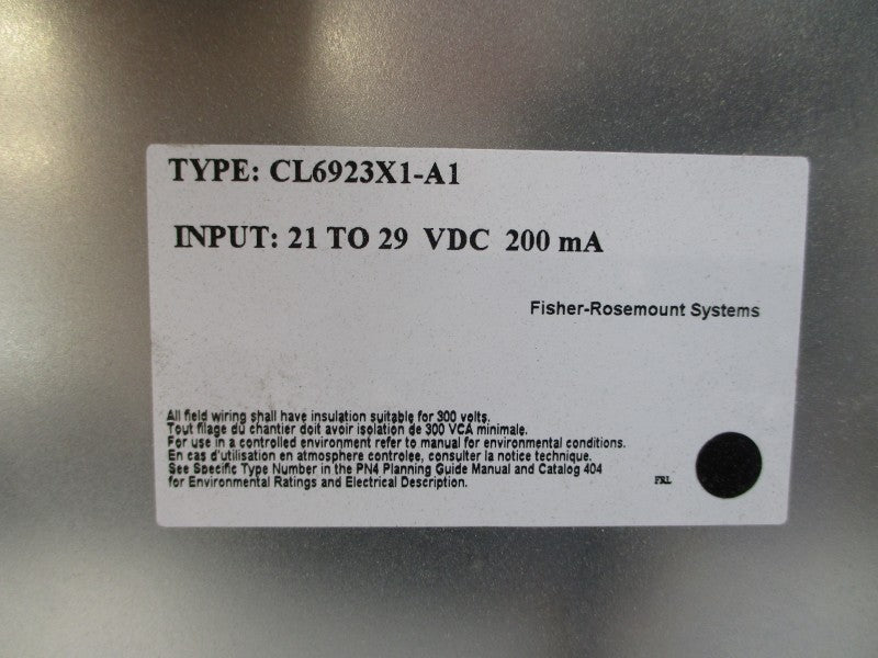 FISHER ROSEMOUNT CL6923X1-A1 12P0456X04R 21-29VDC REV. F/J UNMP