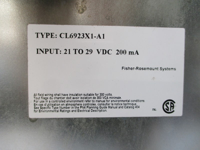 FISHER ROSEMOUNT CL6923X1-A1 12P0456X042 21-29VDC REV. H UNMP