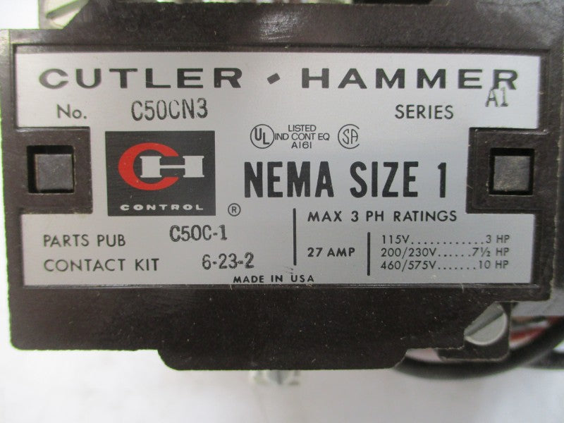CUTLER HAMMER C50CN3A SER. A1 110/120V 27A NSMP