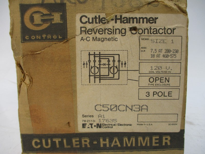 CUTLER HAMMER C50CN3A SER. A1 110/120V 27A NSMP