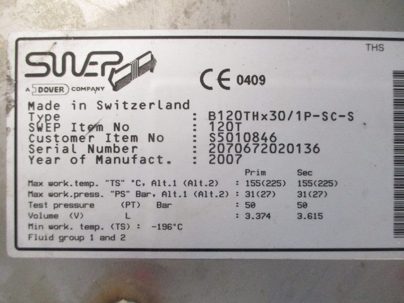SWEP B120THX30/1P-SC-S 120T NSNP