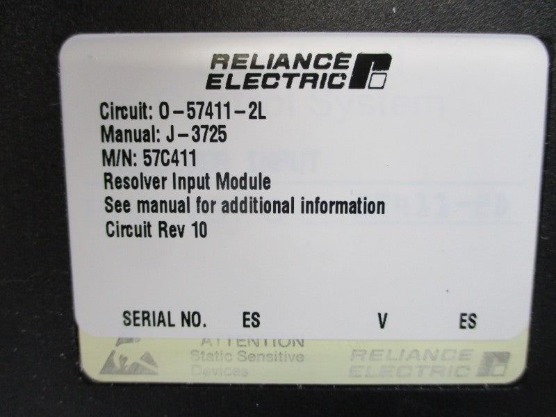 RELIANCE ELECTRIC 57C411 O-57411-2L REV. 10 UNMP