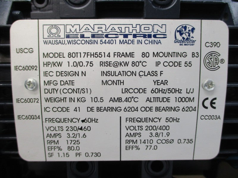 ORION KHF20-V-04 W/ MARATHON ELECTRIC 80T17FH5514 230/460V 3.2/1.6A NSMP