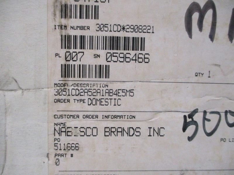 ROSEMOUNT 3051CD2A52A1AB4E5M5 10.5-55VDC 3626PSI NSMP