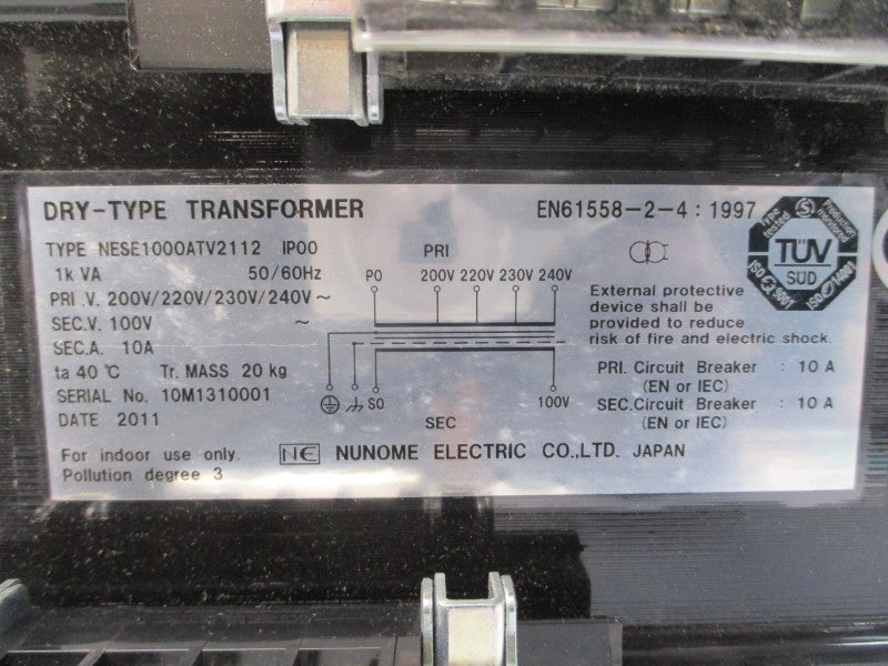 NUNOME ELECTRIC NESE1000ATV2112 240V 10A NSMP