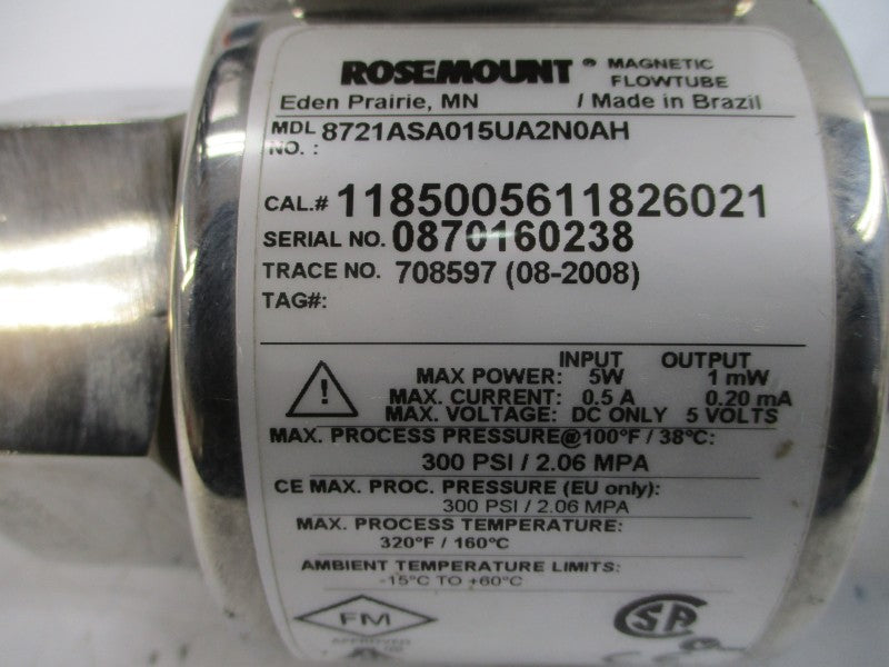 ROSEMOUNT 8732EST1A1N0M4 W/ 8721ASA015UA2N0AH 90-250VAC 0.5A 300PSI NSNP