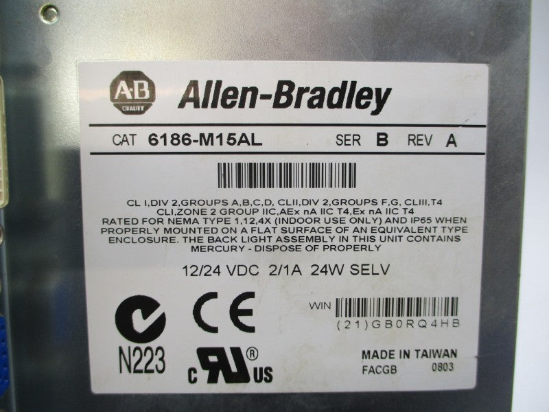 ALLEN BRADLEY 6186-M15AL SER. B 12/24VDC 2/1A REV. A NSNP