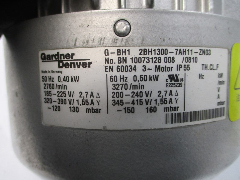 GARDNER DENVER 2BH1300-7AH11-ZN03 200-240/345-415V 2.7/1.55A UNMP