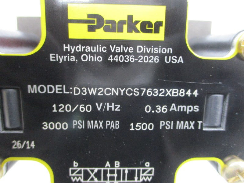 PARKER D3W2CNYCS7632XB844 120V 0.36A 1500/3000PSI NSMP