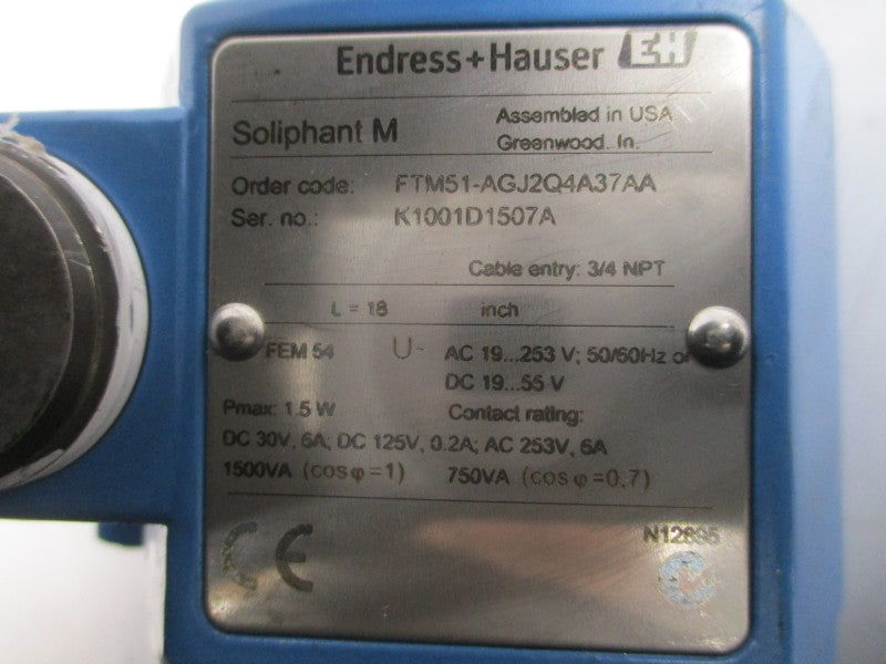ENDRESS+HAUSER FTM51-AGJ2Q4A37AA 19-253VAC 6A 375PSI NSNP