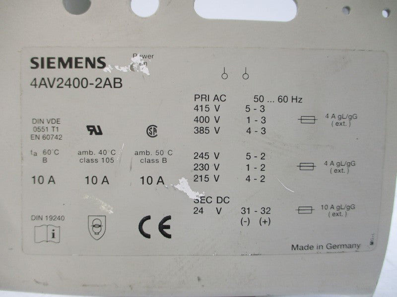 SIEMENS 4AV2400-2AB 415VAC 10A NSNP