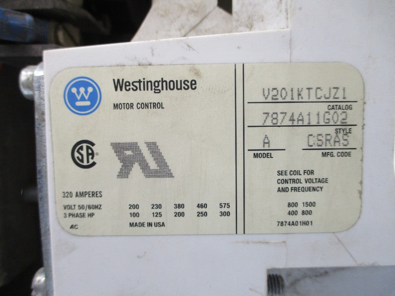 WESTINGHOUSE V201KTCJZ1 7874A11G02 575V 320A UNMP