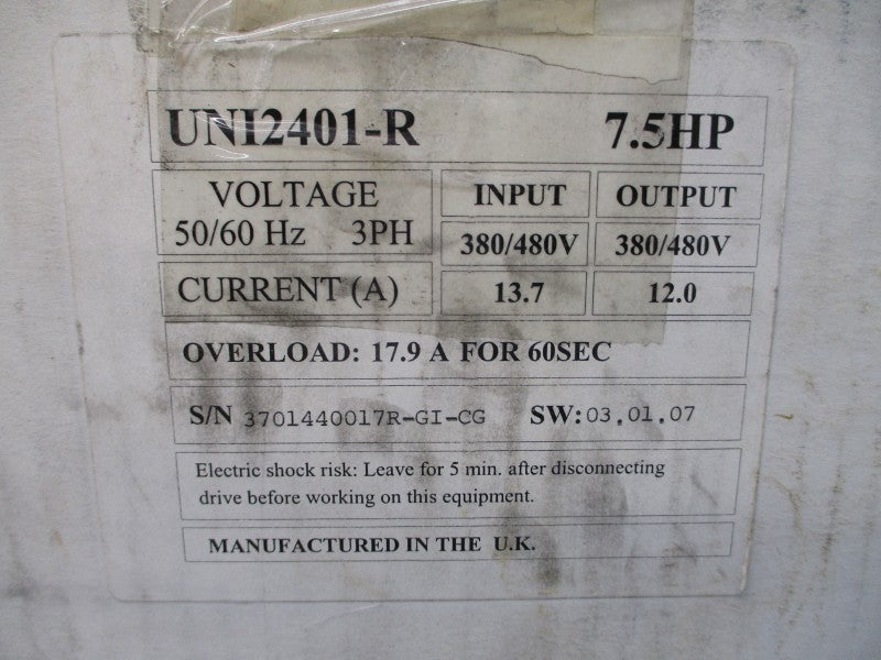 CONTROL TECHNIQUES UNI2401-R 380/480V 13.7A NSMP