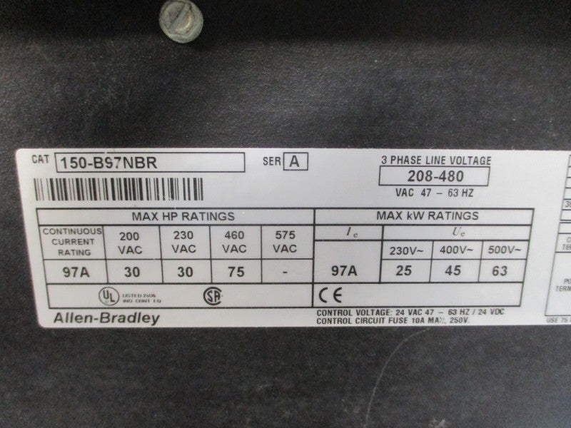 ALLEN BRADLEY 150-B97NBR SER. A 208-480VAC 97A UNMP