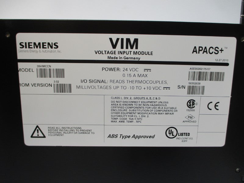 SIEMENS 39VIMCCN A5E00282175/07 24VDC 0.15A NSMP