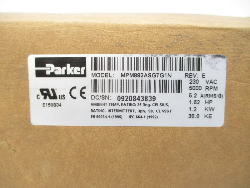 PARKER MPM892ASG7G1N 230VAC 5.2A REV. E NSMP