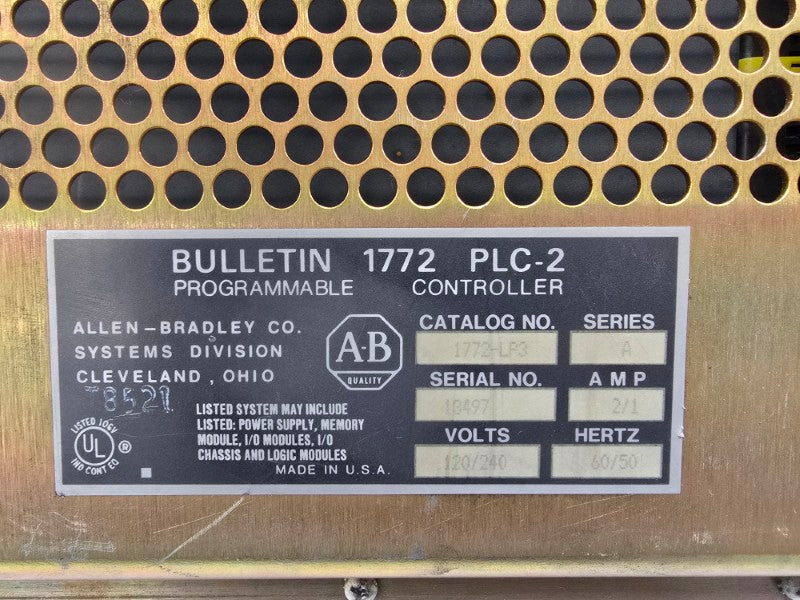 ALLEN BRADLEY 1772-LP3 SER. A 120/240V 2/1A UNMP