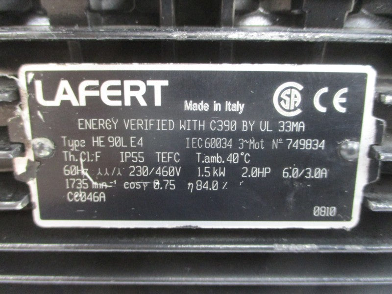 LAFERT HE90LE4 230/460V 6.0/3.0A NSNP