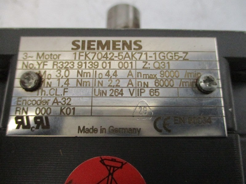 SIEMENS 1FK7042-5AK71-1GG5-Z 264V 2.2/4.4A UNMP