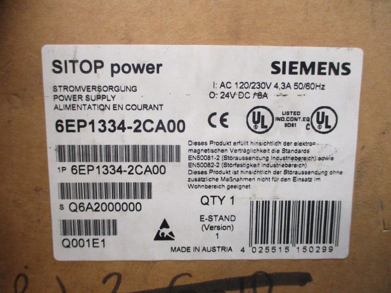 SIEMENS 6EP1334-2CA00 120/230VAC 4.3/2.6A NSMP