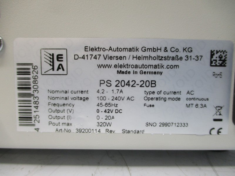 ELEKTRO-AUTOMATIK PS2042-20B 100-240VAC 4.2-1.7A NSMP