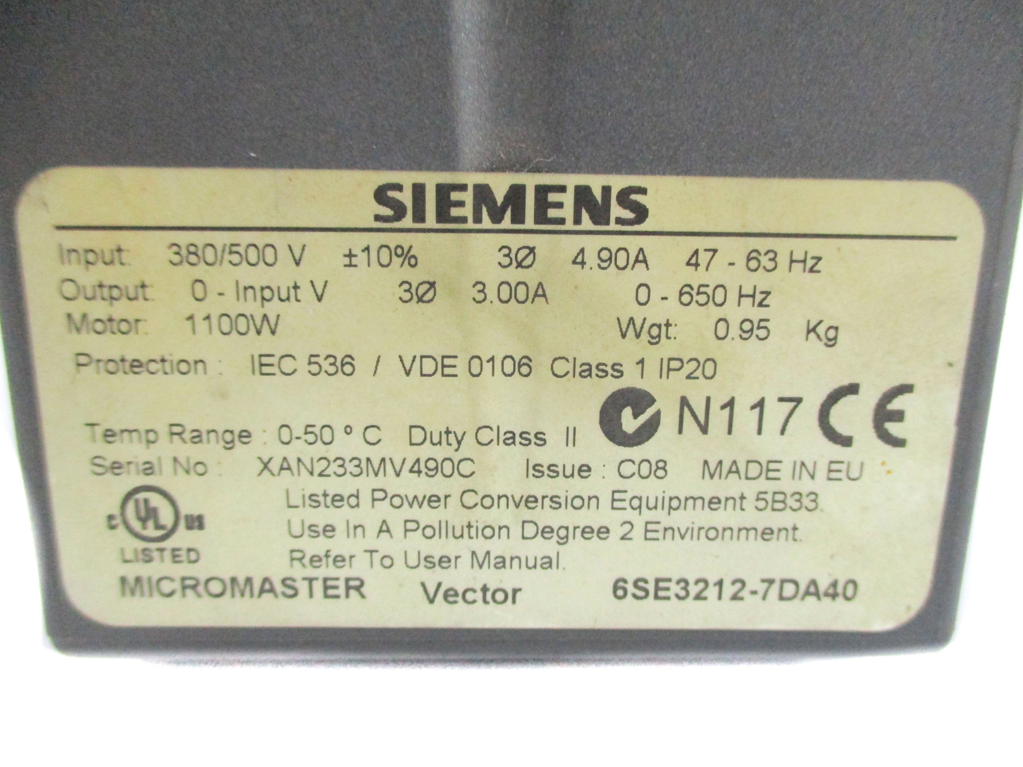 SIEMENS 6SE3212-7DA40 UNMP