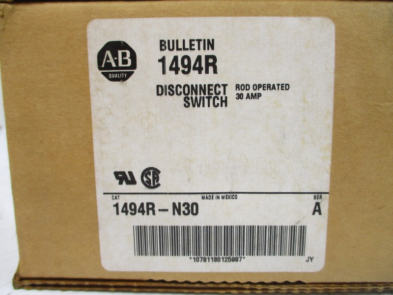 ALLEN BRADLEY 1494R-N30 SER. A 575V 30A (AS PICTURED) (BR/WH) NSMP