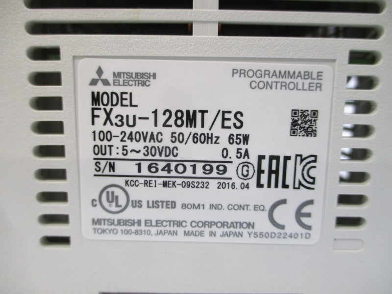 MITSUBISHI FX3U-128MT/ES 100-240VAC 0.5A NSMP