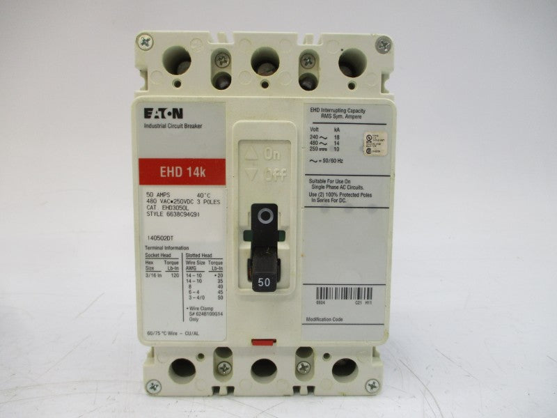 EATON EHD3050L SER. C 480VAC 50A NSMP