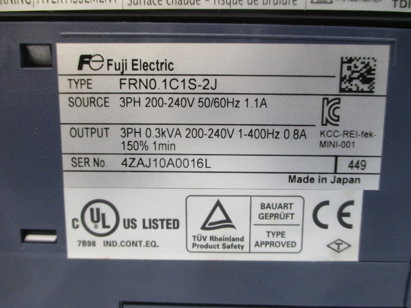 FUJI ELECTRIC FRN0.1C1S-2J 200-240V 1.1A NSMP