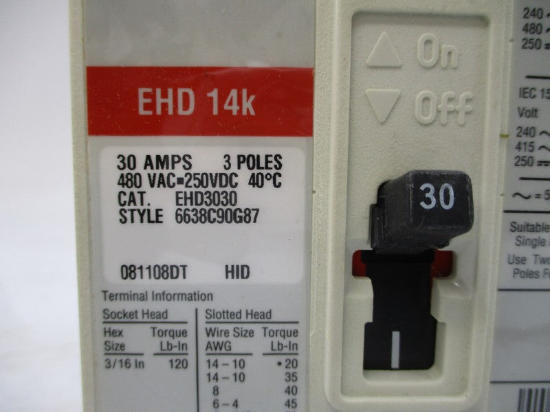 CUTLER HAMMER EHD3030 SER. C 480VAC 30A NSMP