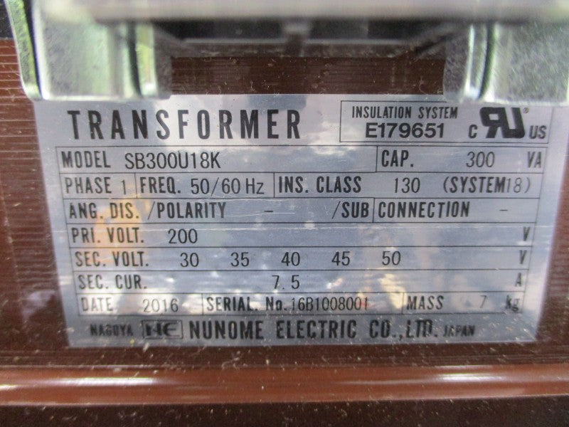 NUNOME ELECTRIC SB300U18K 200V NSNP
