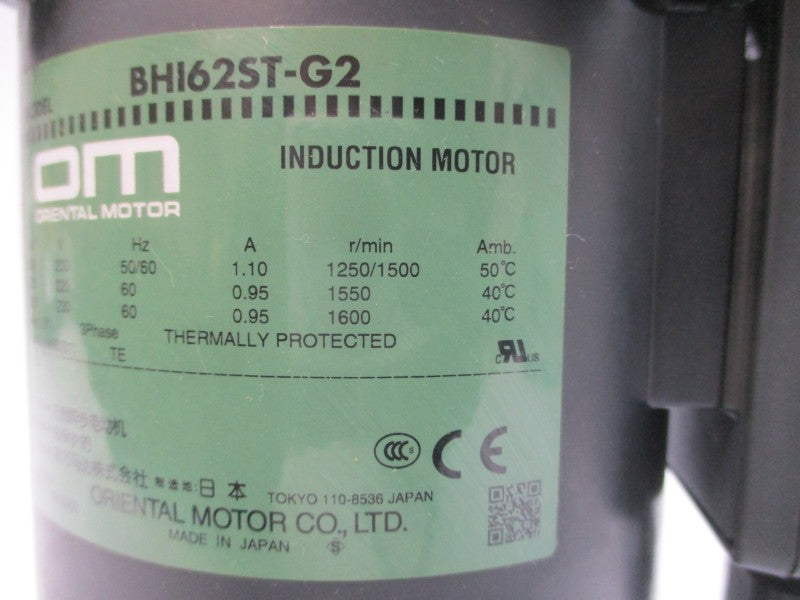 ORIENTAL MOTOR BHI62ST-G2 W/ BH6G2-9RH 200/220/230V 0.95/1.10A NSNP