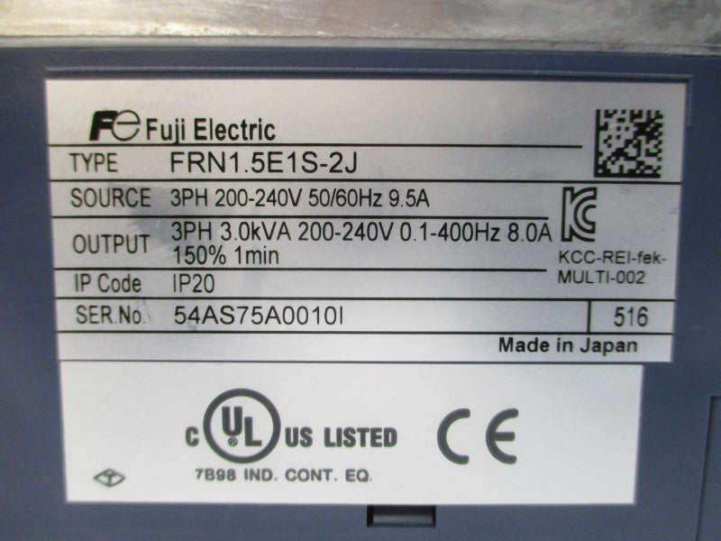 FUJI ELECTRIC FRN1.5E1S-2J 200-240V 9.5A NSMP